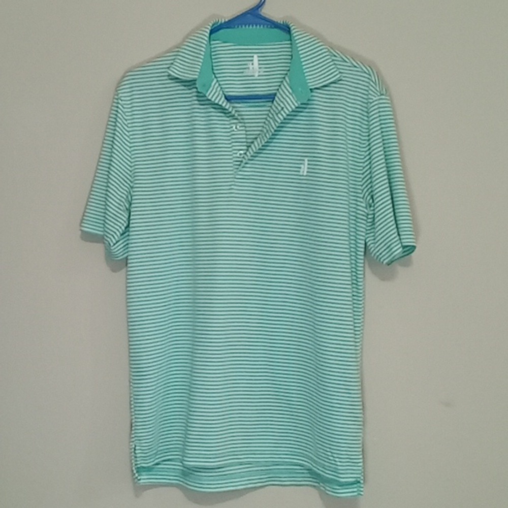 Johnnie O Performance Polo - Mens Small - Mint Green w/ White stripes
